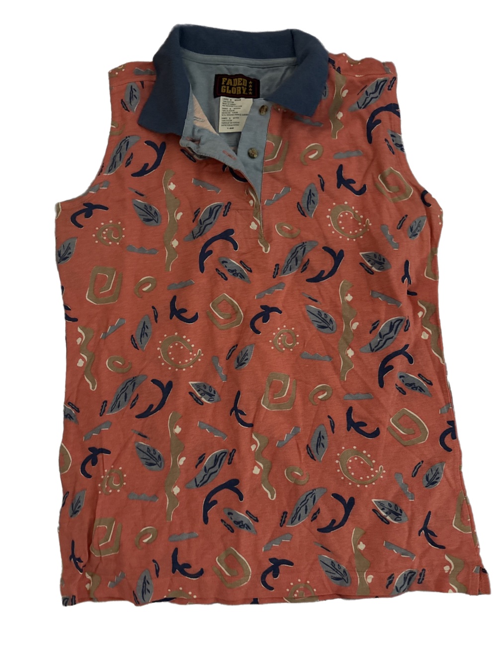 Faded Glory Rust Orange Printed Women's Top
